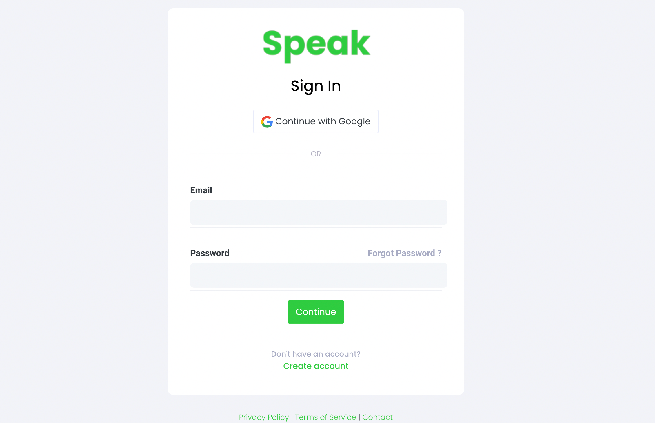 new Speak Authentication and registration pages